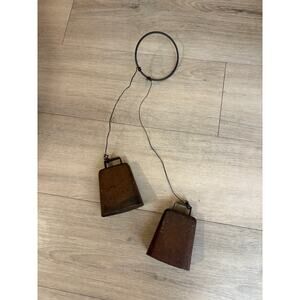 Vintage Rustic Iron Cowbells Set of Two